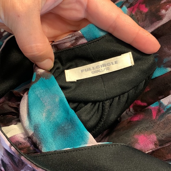 100% Silk Watercolour halter cutout dress - Picture 7 of 8